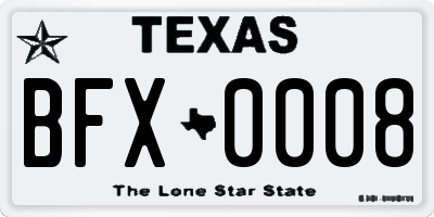 TX license plate BFX0008