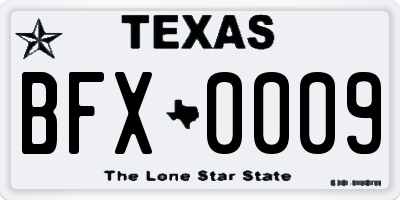 TX license plate BFX0009