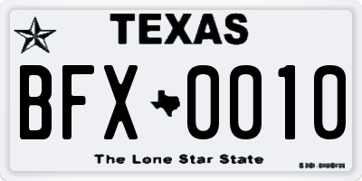 TX license plate BFX0010