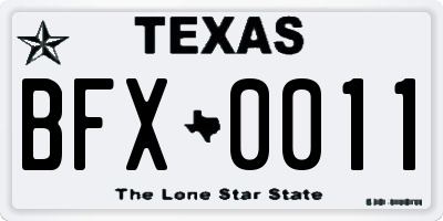TX license plate BFX0011