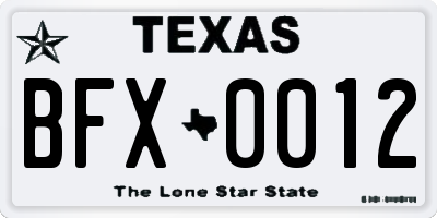 TX license plate BFX0012