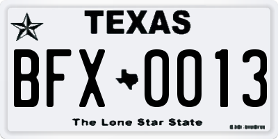 TX license plate BFX0013
