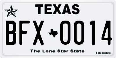TX license plate BFX0014