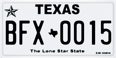 TX license plate BFX0015