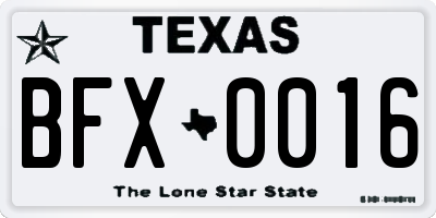 TX license plate BFX0016