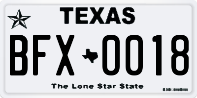 TX license plate BFX0018