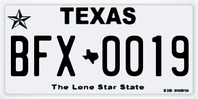 TX license plate BFX0019