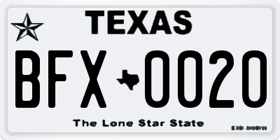 TX license plate BFX0020