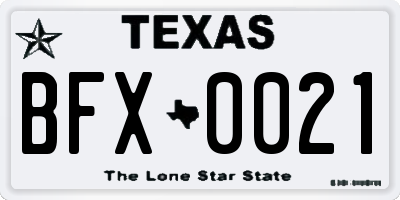 TX license plate BFX0021