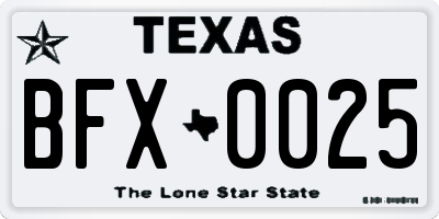 TX license plate BFX0025