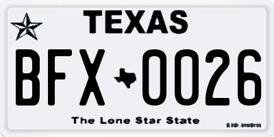 TX license plate BFX0026