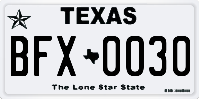 TX license plate BFX0030