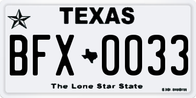 TX license plate BFX0033