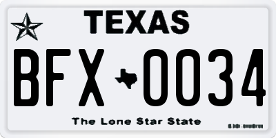 TX license plate BFX0034