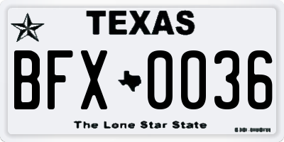 TX license plate BFX0036