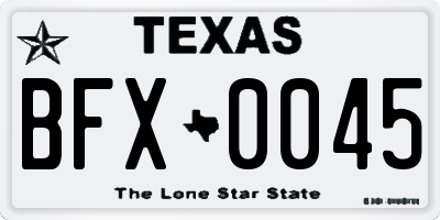 TX license plate BFX0045