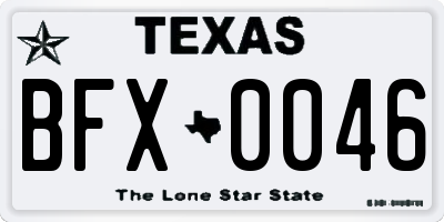 TX license plate BFX0046