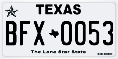 TX license plate BFX0053