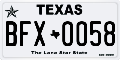 TX license plate BFX0058
