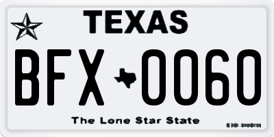 TX license plate BFX0060