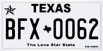 TX license plate BFX0062
