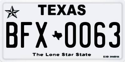 TX license plate BFX0063