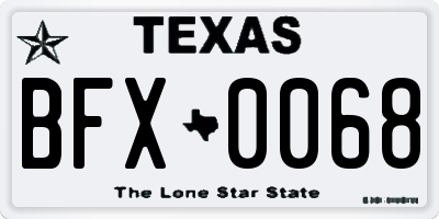 TX license plate BFX0068