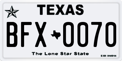 TX license plate BFX0070