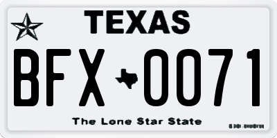TX license plate BFX0071