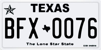 TX license plate BFX0076