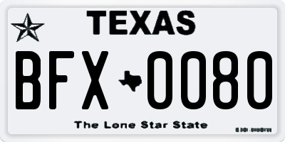 TX license plate BFX0080