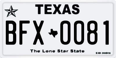 TX license plate BFX0081