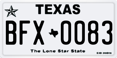 TX license plate BFX0083