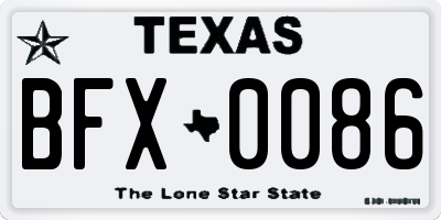 TX license plate BFX0086