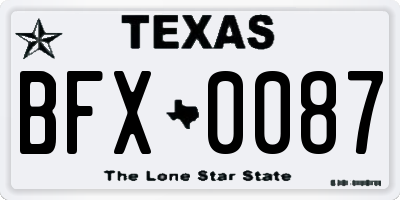 TX license plate BFX0087