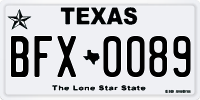 TX license plate BFX0089