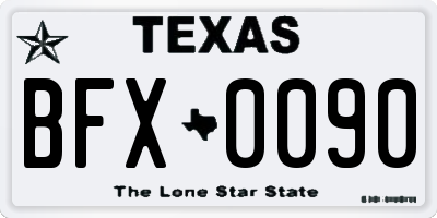 TX license plate BFX0090