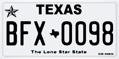 TX license plate BFX0098
