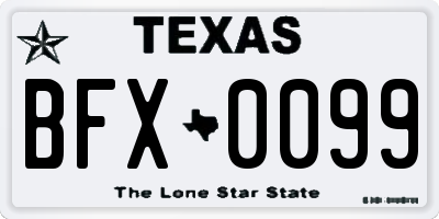TX license plate BFX0099