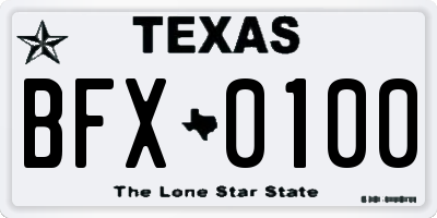 TX license plate BFX0100