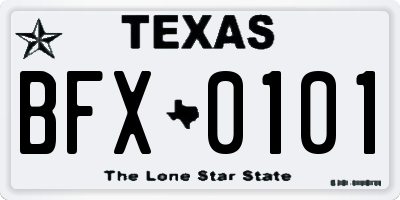 TX license plate BFX0101