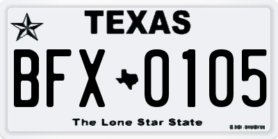 TX license plate BFX0105