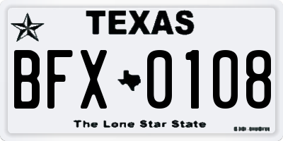 TX license plate BFX0108