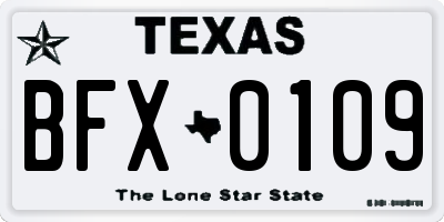TX license plate BFX0109