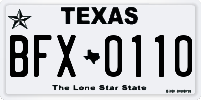 TX license plate BFX0110