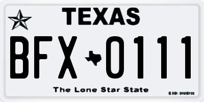 TX license plate BFX0111