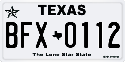 TX license plate BFX0112