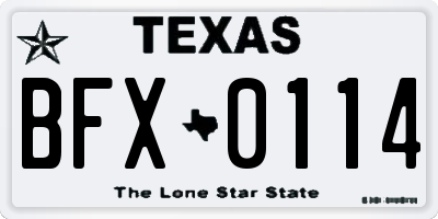 TX license plate BFX0114