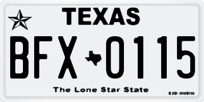 TX license plate BFX0115