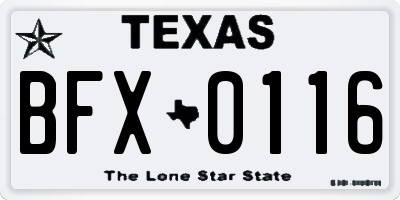 TX license plate BFX0116